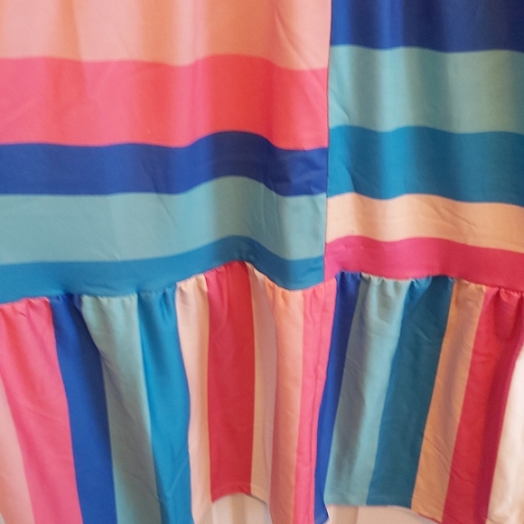 082. Multicolor Color Block Striped BowKnot Straps Maxi Dress  Size M - Picture 5 of 16